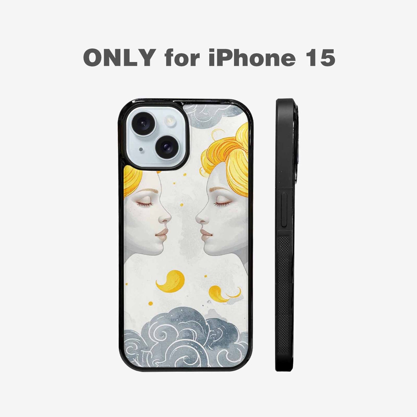 iPhone 15 Case — Gemini Twins Zodiac Pattern Seamless Repeat, Custom Made Phone Cover