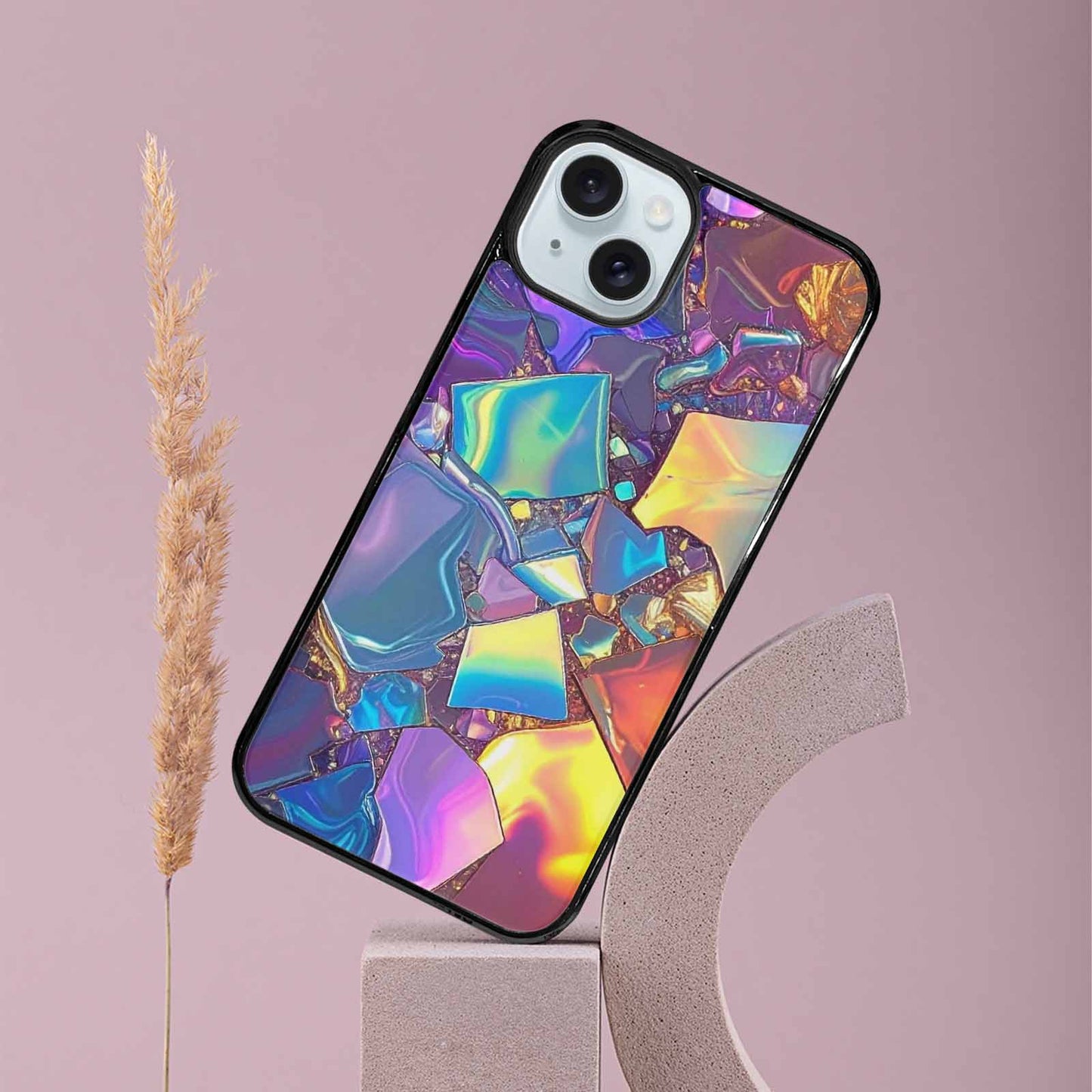 iPhone 15 Plus Case — Holographic Iridescent Shimmer Pattern Hundreds Of, Custom Printed Phone Case