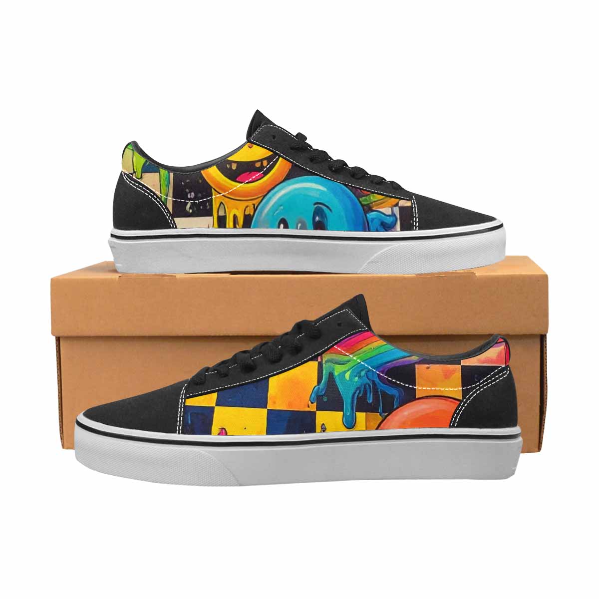 MEN'S Yellow Smiley Face Canvas Lace-Up Aesthetic Shoes