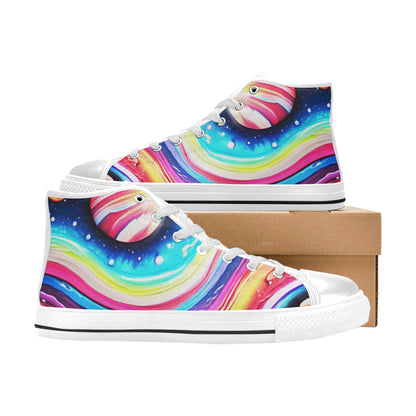 WOMEN'S Acrylic Colorful Galaxy Arts High Top Canvas Dark Academia Shoes