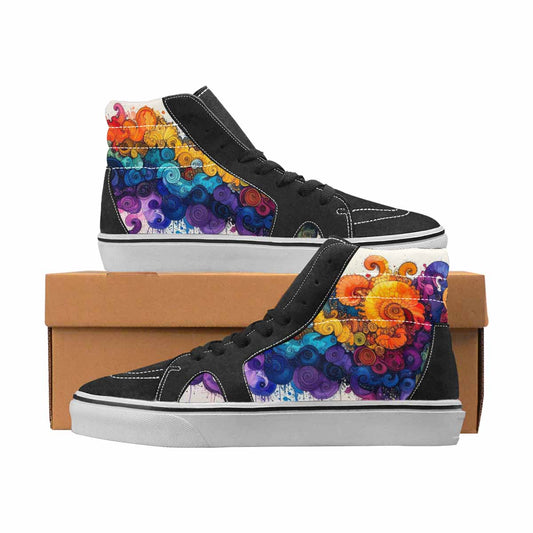 WOMEN'S Tie Dye Black & Blue Ink High Top Canvas One Of A Kind Dreamcore Custom Kicks