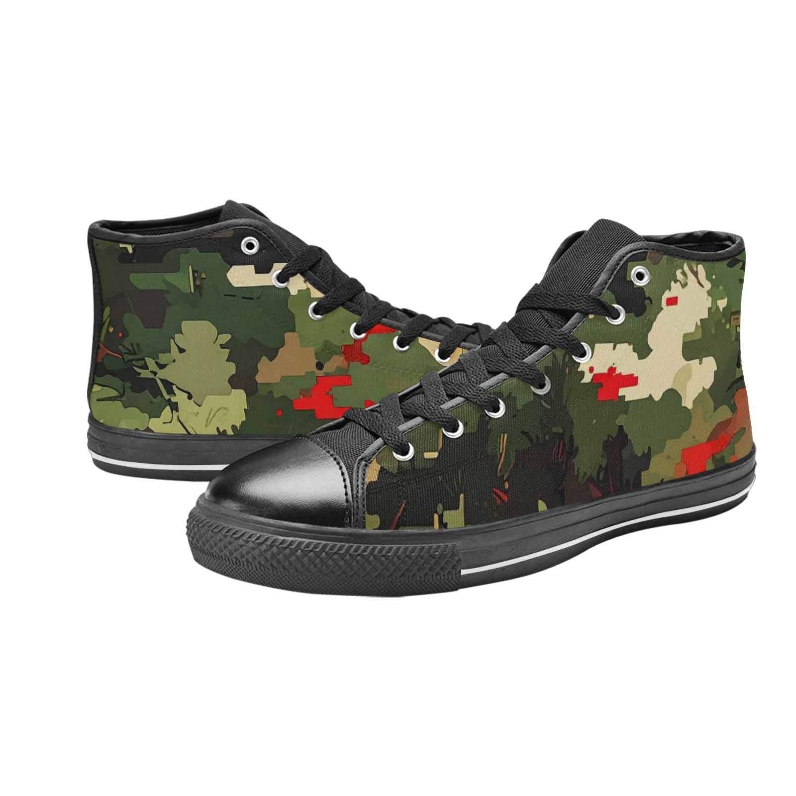 WOMEN'S Military Camouflage Blotch High Top Canvas Neon Fantasy Sneakers