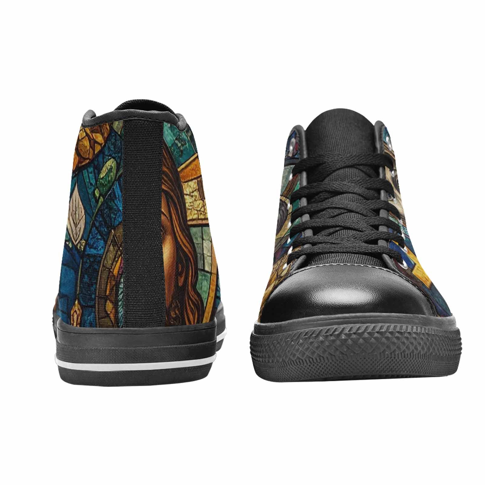 WOMEN'S Jesus Face Small High Top Canvas Surreal Custom Sneakers
