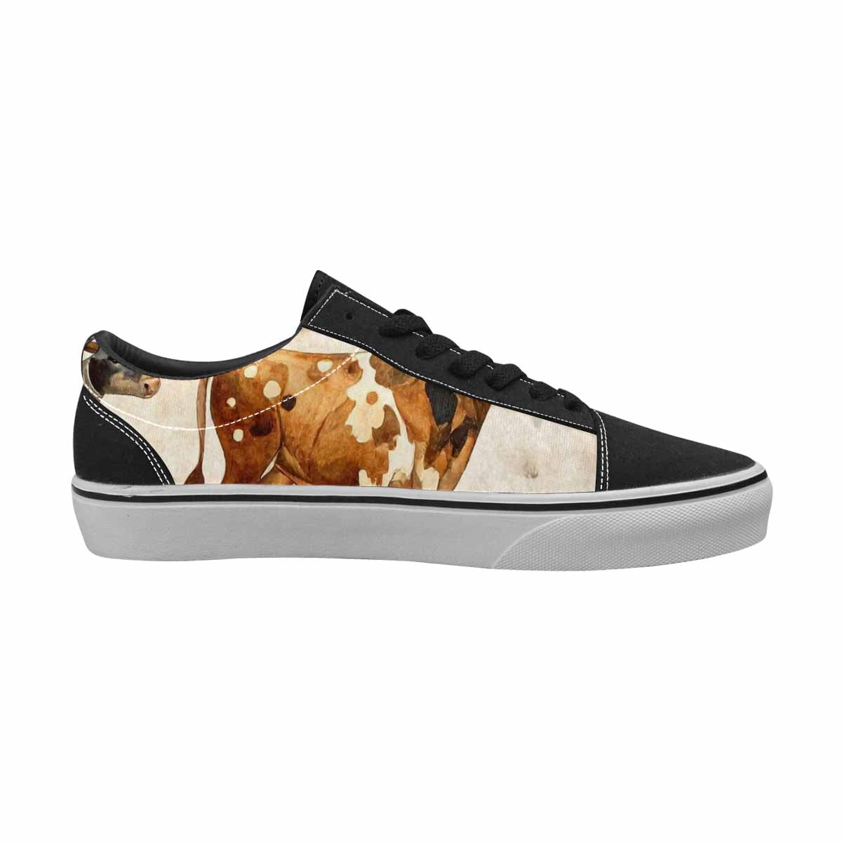 WOMEN'S Cow Animal Print Canvas Lace-Up Grunge Shoes