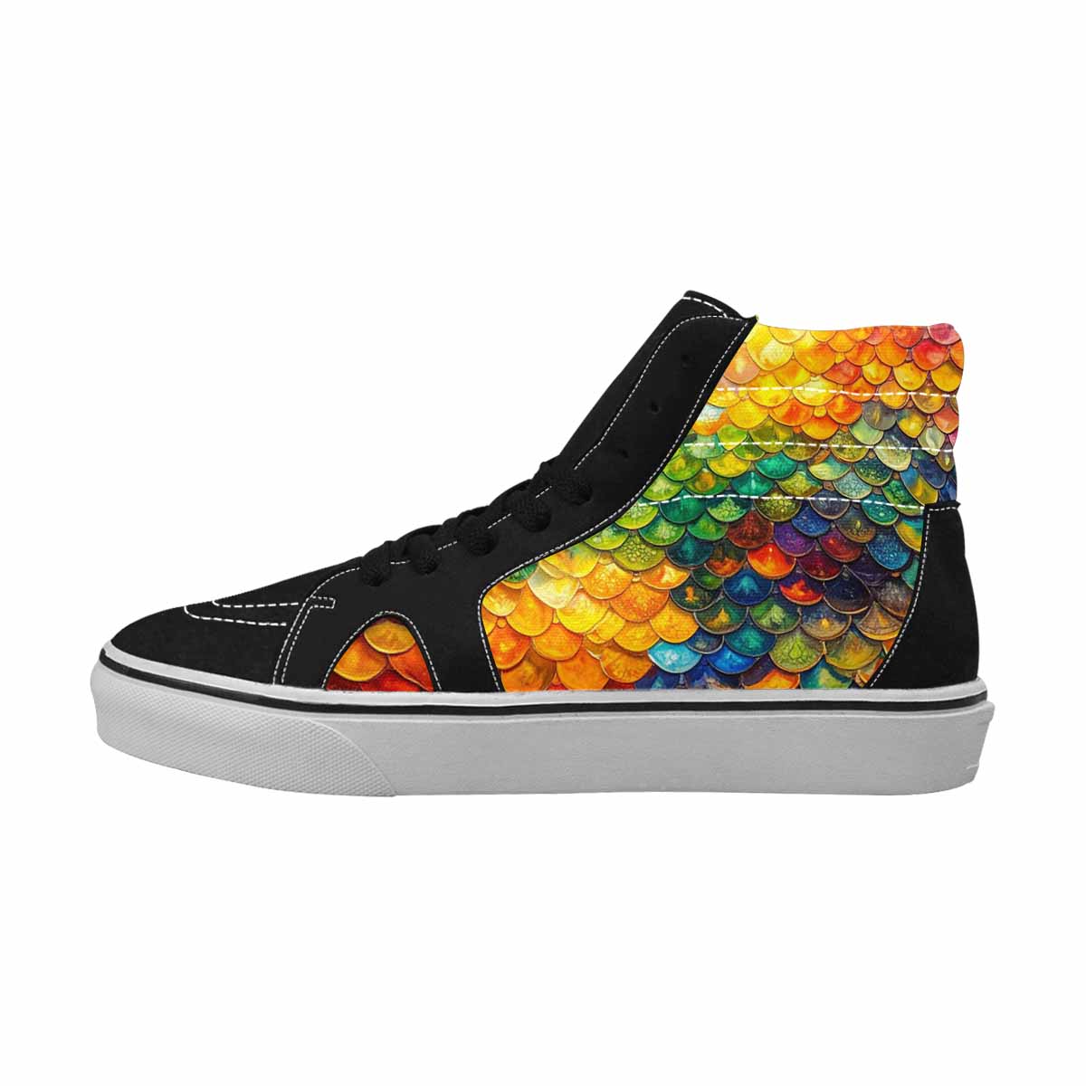 MEN'S Reptile Scale High Top Canvas Wallpaper Art Custom Sneakers