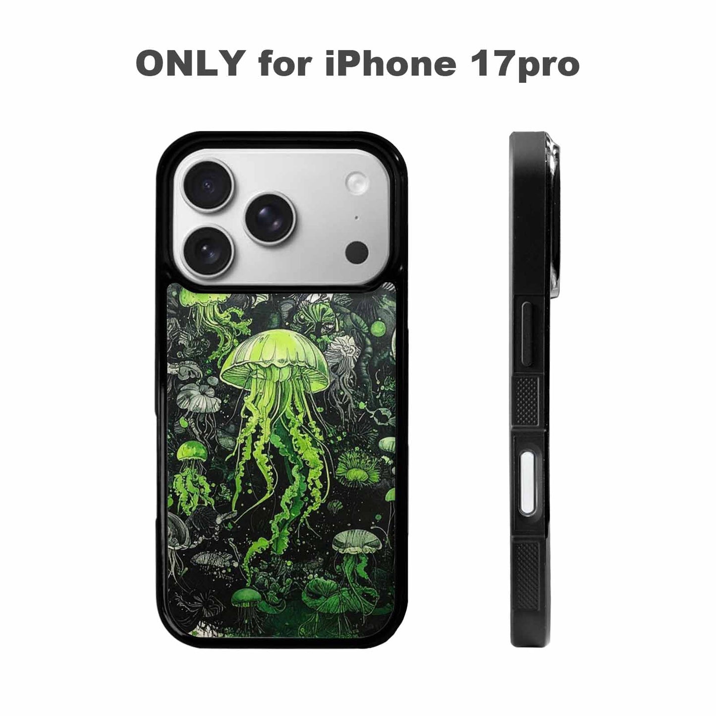 iPhone 17 Pro Case — Sea Creature Burst Black Green Original, Personalized Phone Case