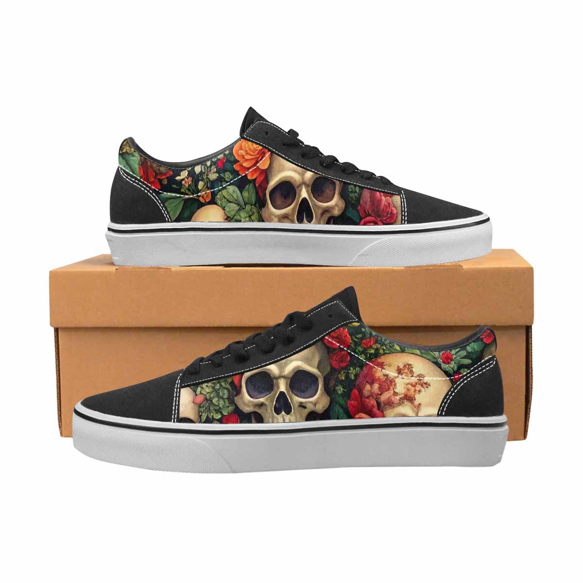 WOMEN'S Skulls  Botanical Skulls Lace-Up Canvas Neon Fantasy Shoes
