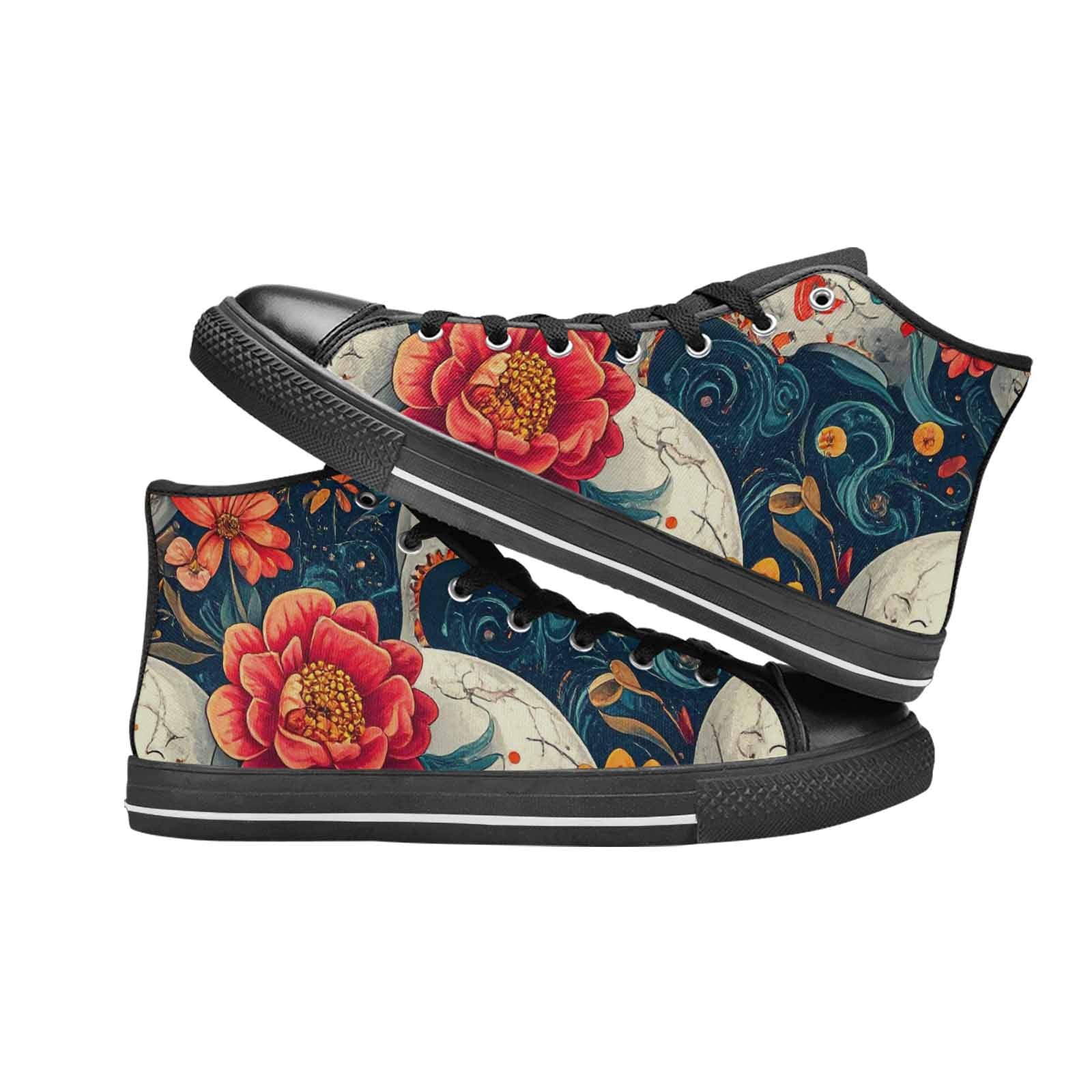 MEN'S Marble Skull High Top Canvas Vivid Custom Shoes