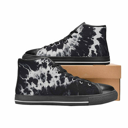 MEN'S Black White Animal Print High Top Canvas Surreal Sneakers