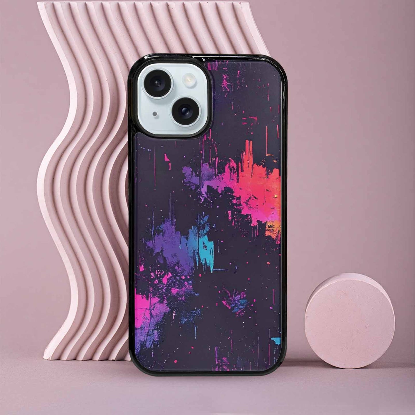 iPhone 15 Case — Glitch Dark Art Seamless Pattern Vibrant, Unique Phone Case Design