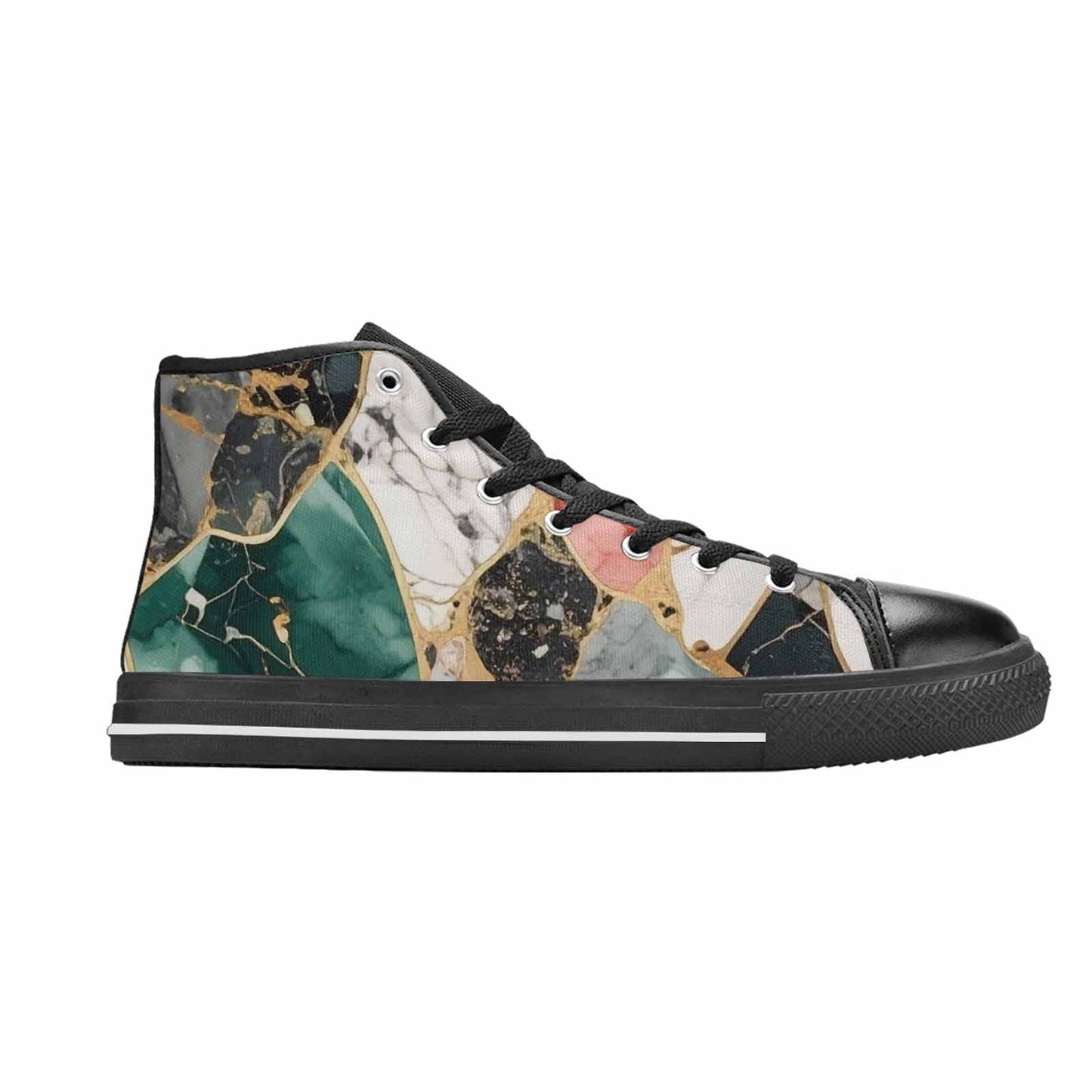 MEN'S Marble Stone Texture High Top Canvas Aesthetic Custom Sneakers