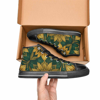 MEN'S Sunflower Mandala Kaleidoscope High Top Canvas Vibrant Chaos Shoes