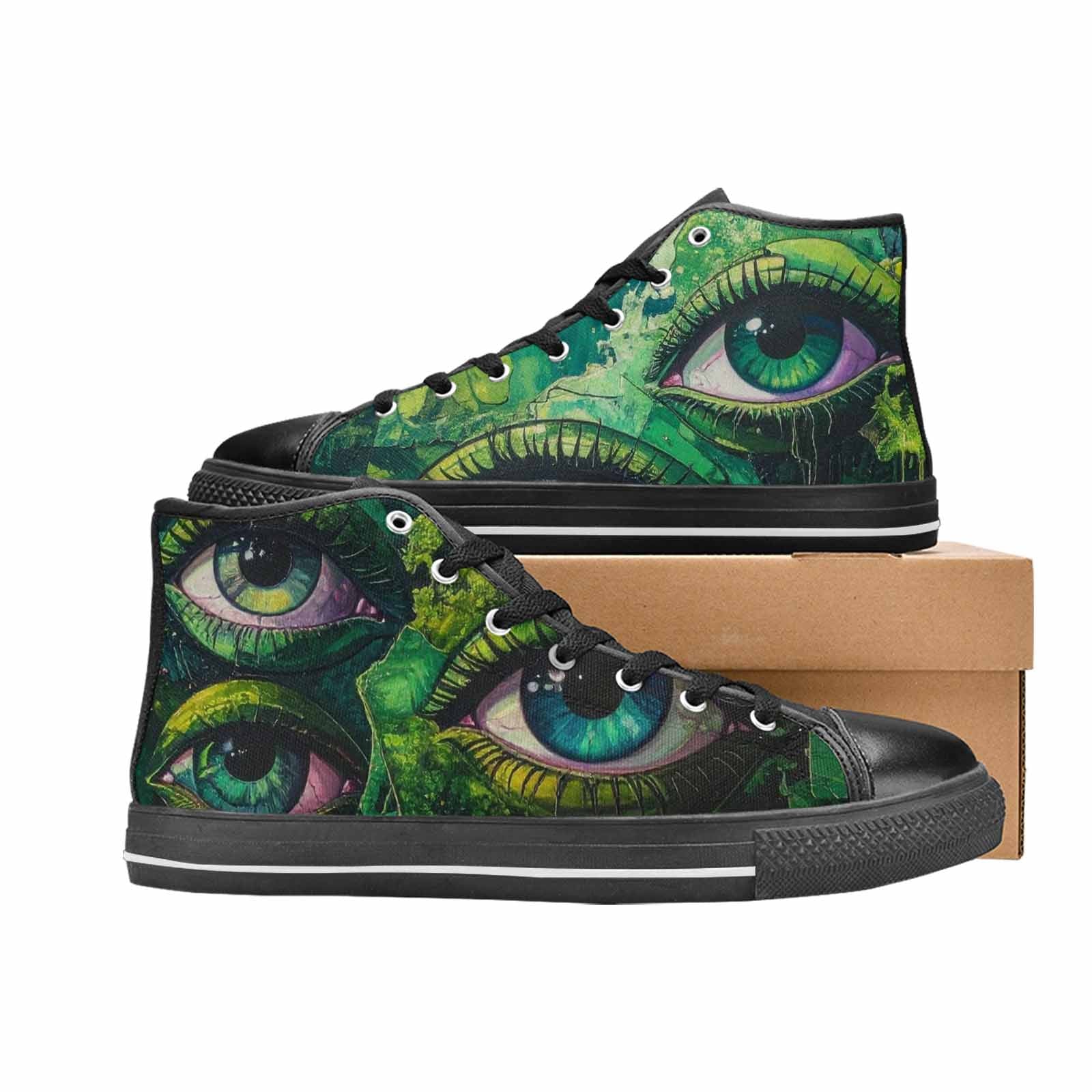 MEN'S Reptile Eye Cartoon High Top Canvas Wallpaper Art Custom Sneakers