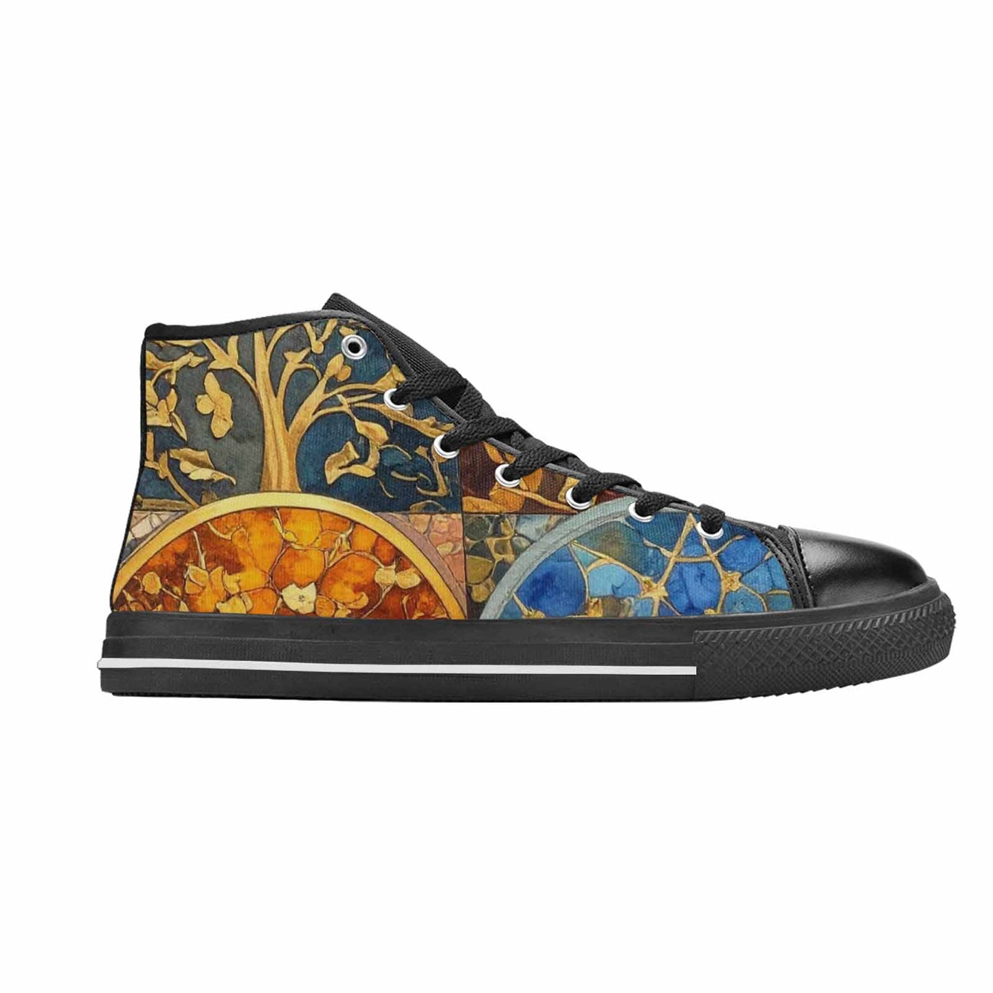 MEN'S Klimt-Style Gold Leaf High Top Canvas Aesthetic Custom Sneakers