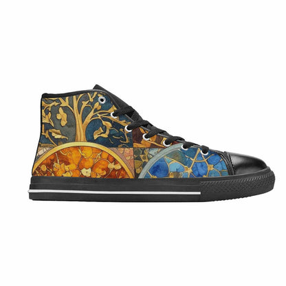 MEN'S Klimt-Style Gold Leaf High Top Canvas Aesthetic Custom Sneakers