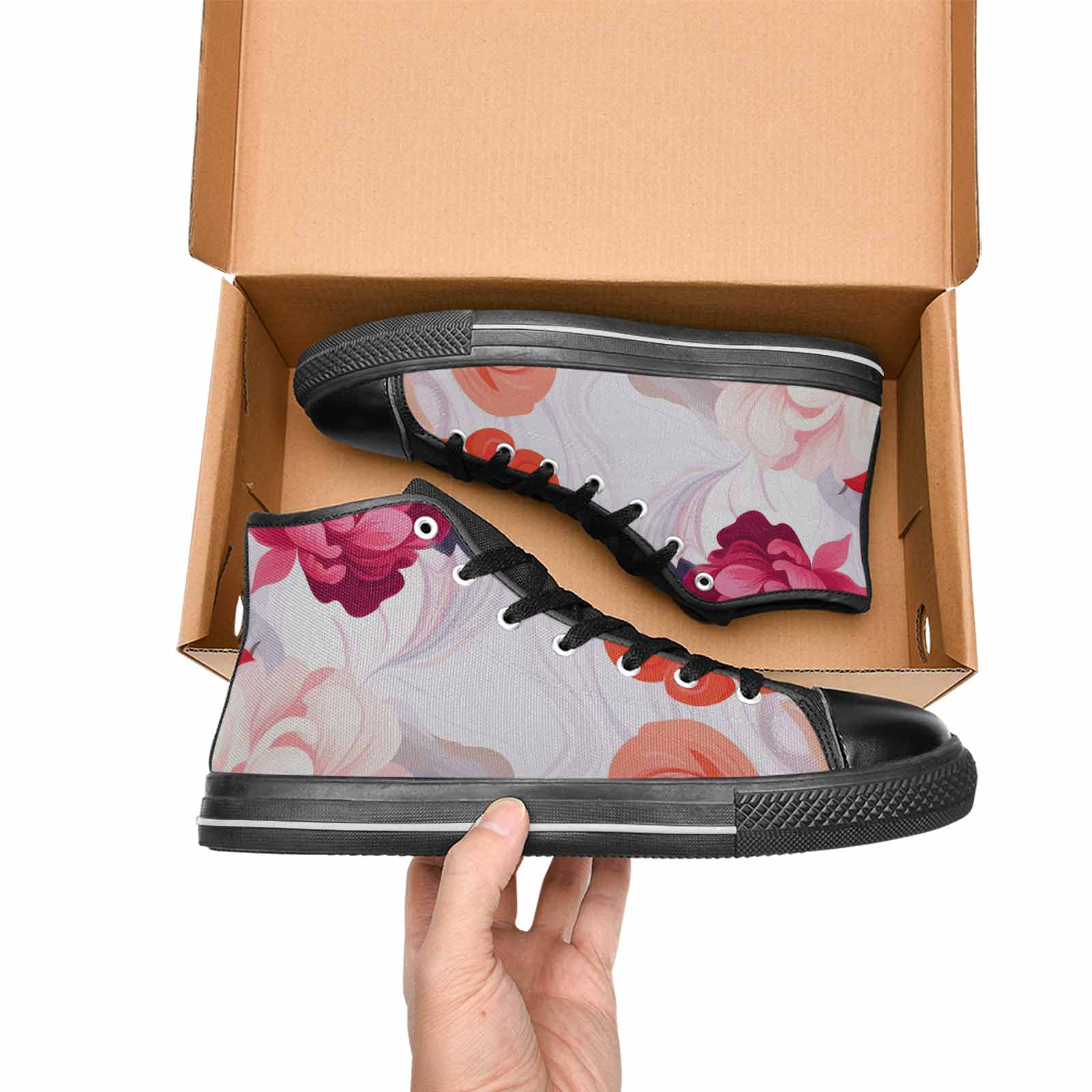 WOMEN'S Marble Floral High Top Canvas Neon Fantasy Shoes