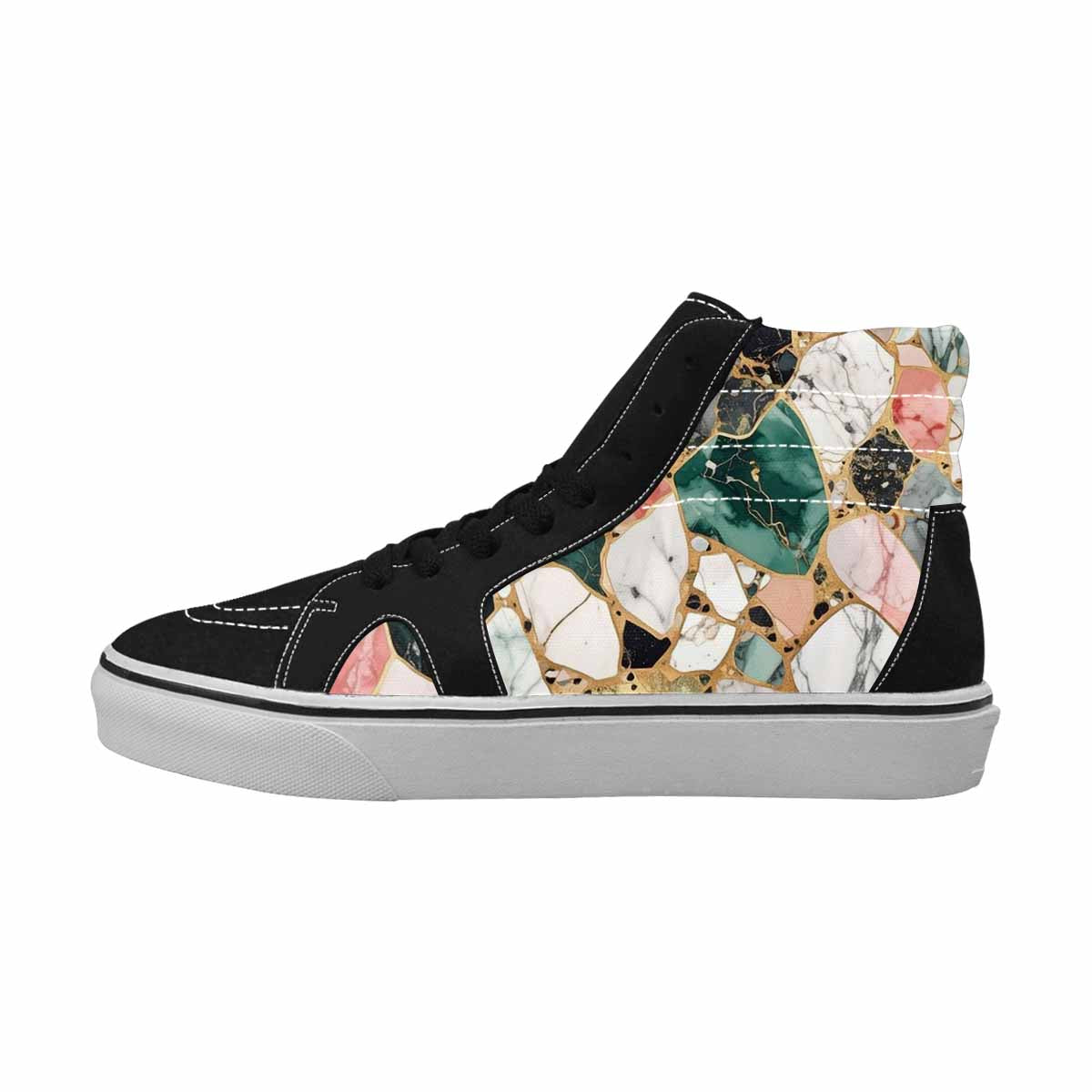 WOMEN'S Marble Stone Texture High Top Canvas Surreal Custom Shoes