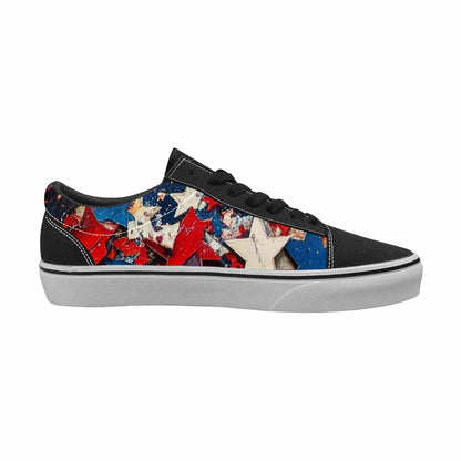 WOMEN'S Patriotic Stars Stripes Lace-Up Canvas Kaleidoscope Custom Sneakers