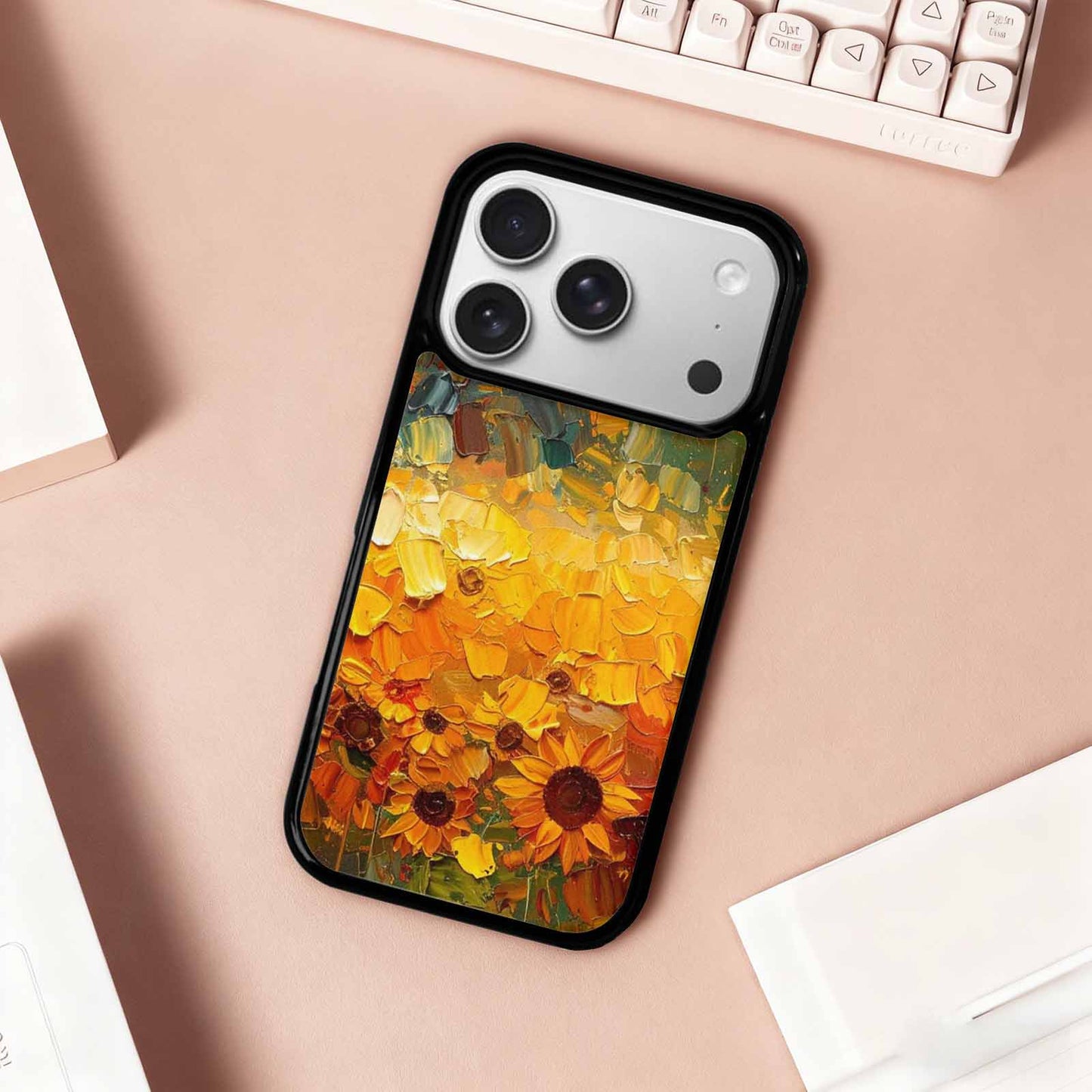 iPhone 17 Pro Case — Impressionist Sunflower Brushstroke Pattern Hundreds Floral, Unique Phone Case Design