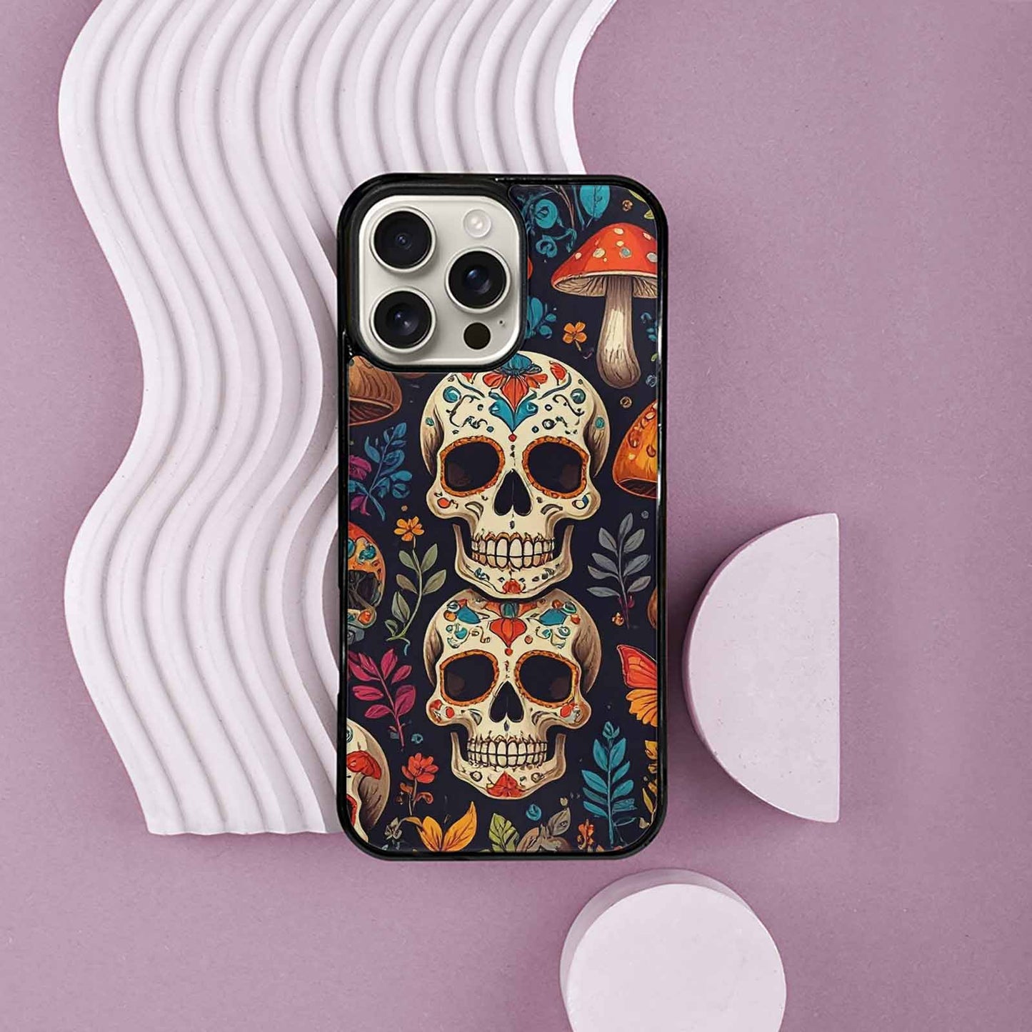 iPhone 16 Pro Max Case — Mushrooms And Skulls, Original Design Phone Case