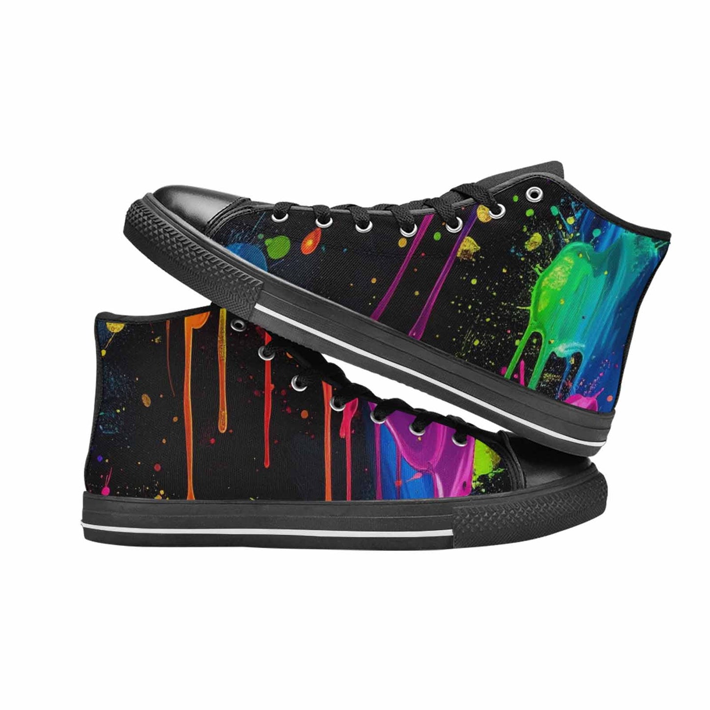 WOMEN'S Paint Splatter High Top Canvas Neon Fantasy Custom Shoes