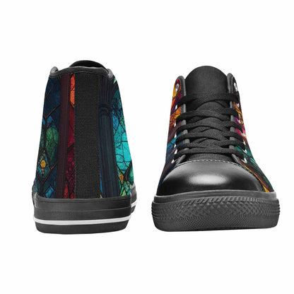 WOMEN'S Stained Glass Cathedral High Top Canvas Cottagecore Custom Shoes