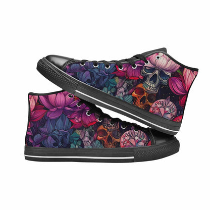 MEN'S Lotus Skulls High Top Canvas Neon Fantasy Custom Shoes