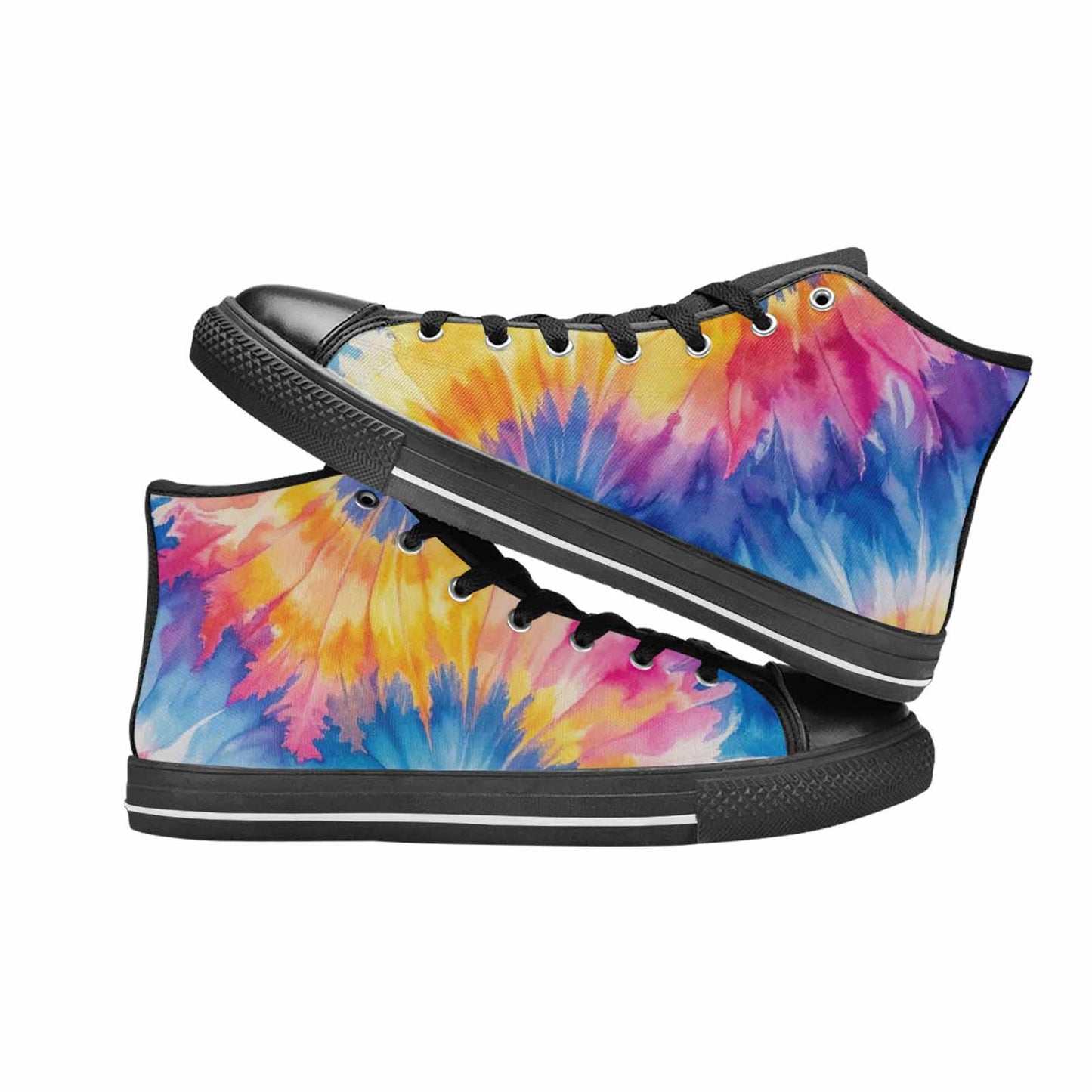 MEN'S Tie Dye Swirl High Top Canvas Vibrant Chaos Custom Sneakers