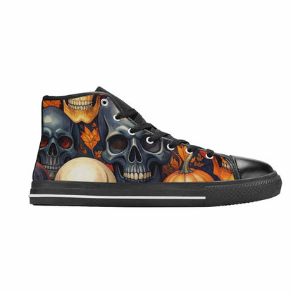 WOMEN'S Skulls - Halloween High Top Canvas Wallpaper Art Custom Sneakers