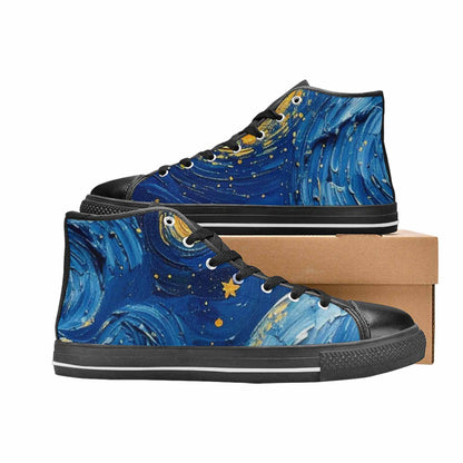 WOMEN'S Starry Night Galaxy High Top Canvas Vibrant Chaos Shoes