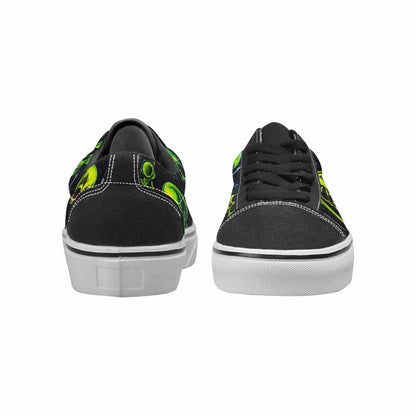 WOMEN'S Skeletons  Neon Green Lace-Up Canvas Grunge Custom Shoes
