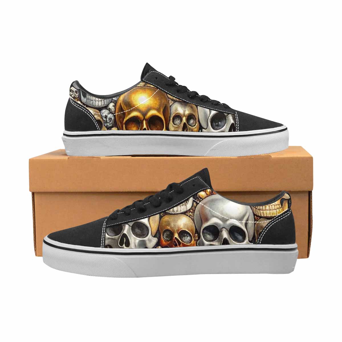 WOMEN'S Skulls - Metallic-Chrome- Canvas Lace-Up Vibrant Chaos Shoes