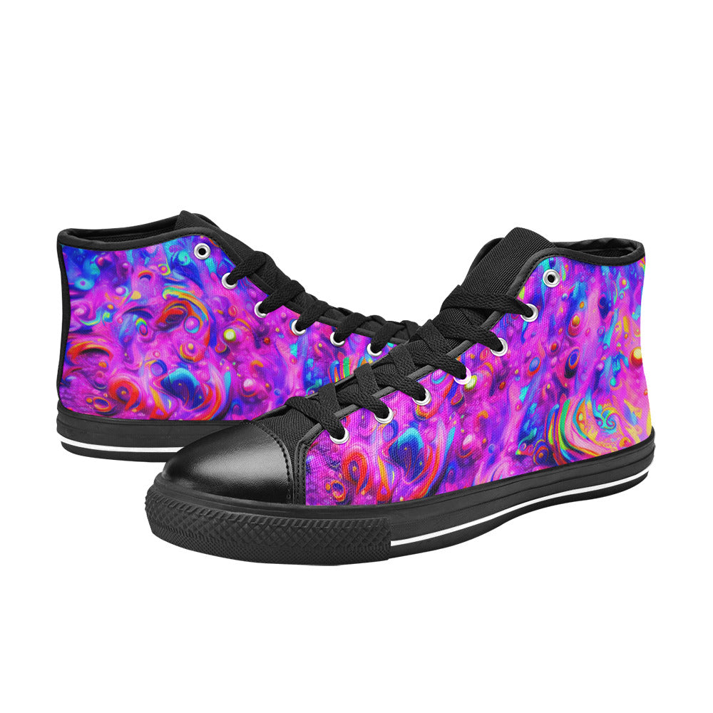 WOMEN'S Cc Acid Bath Art High Top Canvas Aesthetic Sneakers