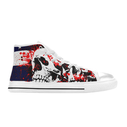 MEN'S Patriotic Splatter Skulls Men’S High Top Canvas Vivid Sneakers