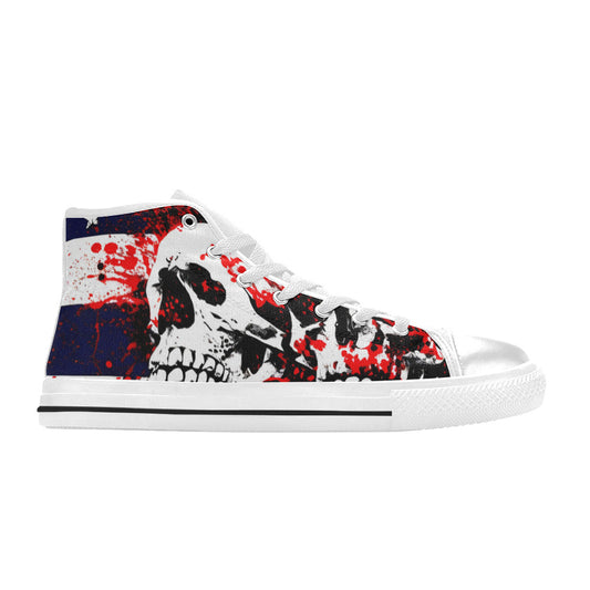 MEN'S Patriotic Splatter Skulls Men’S High Top Canvas Vivid Sneakers