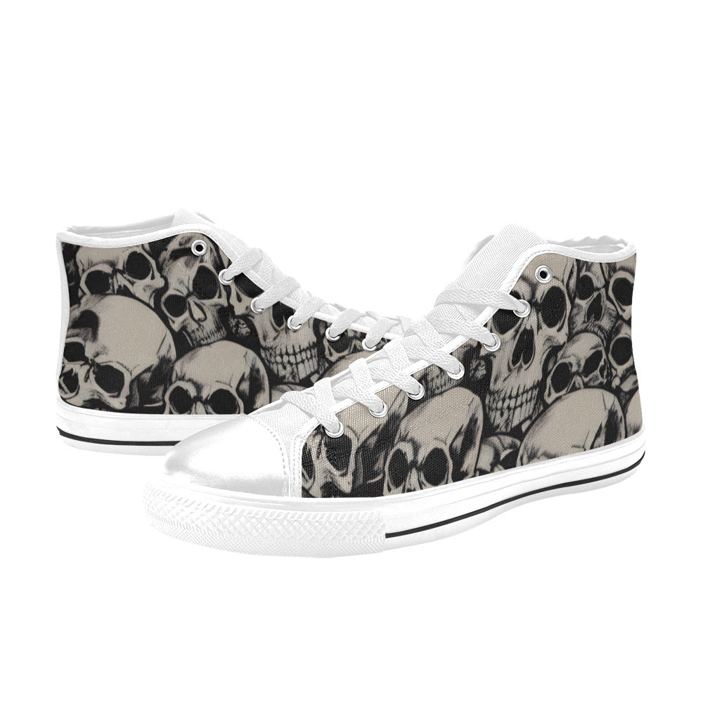 WOMEN'S Cc Retro Skulls Art High Top Canvas Y2K Sneakers