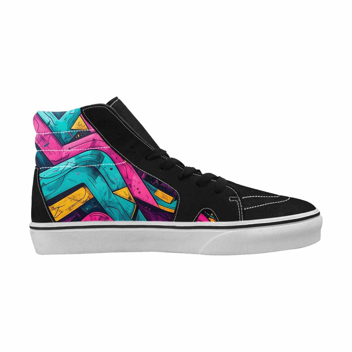 WOMEN'S 80S Retro Print High Top Canvas Wallpaper Art Shoes