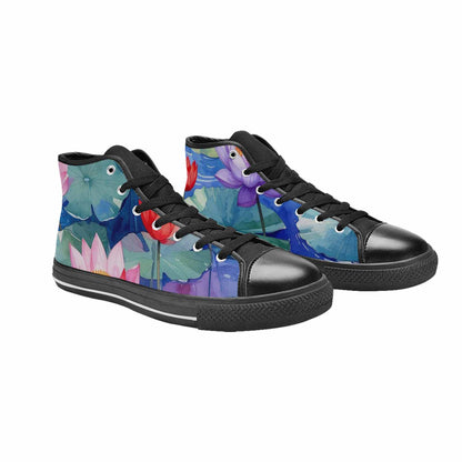 WOMEN'S Monet-Style Impressionist Water High Top Canvas Neon Fantasy Custom Sneakers