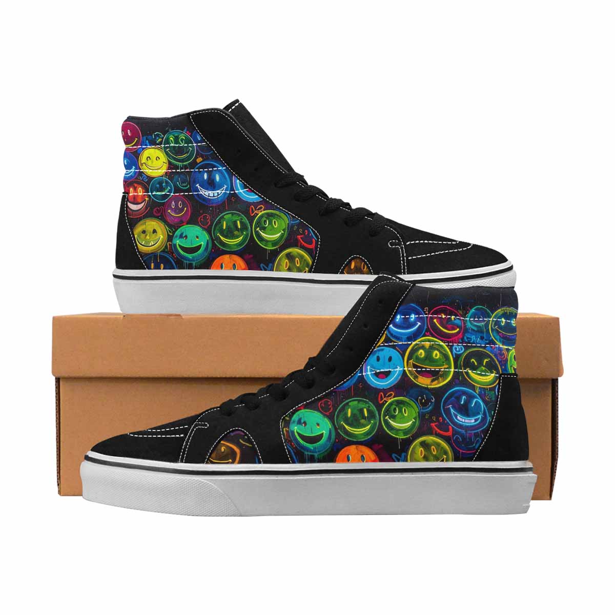 MEN'S Smiley Face High Top Canvas Original Design Aesthetic Sneakers