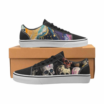 WOMEN'S Skulls  Marble Skulls Lace-Up Canvas Dark Academia Custom Sneakers