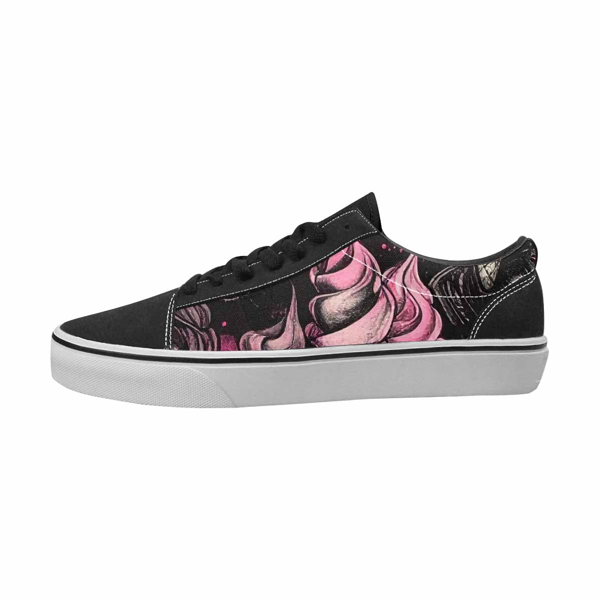 WOMEN'S Ice Cream Black & Pink Ink Canvas Custom Fashion Vibrant Chaos Customized Sneakers