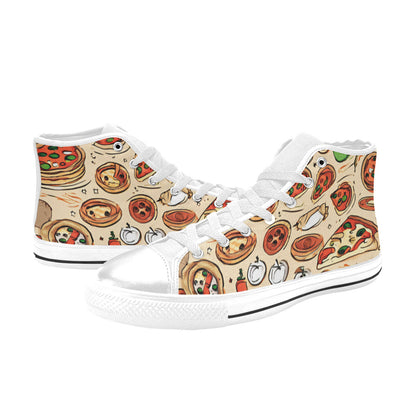 WOMEN'S Planet Pizza Art High Top Canvas Surreal Sneakers