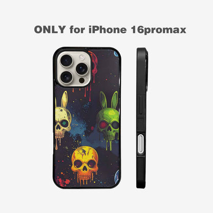 iPhone 16 Pro Max Case — Radioactive Ghost Bunny Skull Sm Qdr, Custom Art Phone Cover