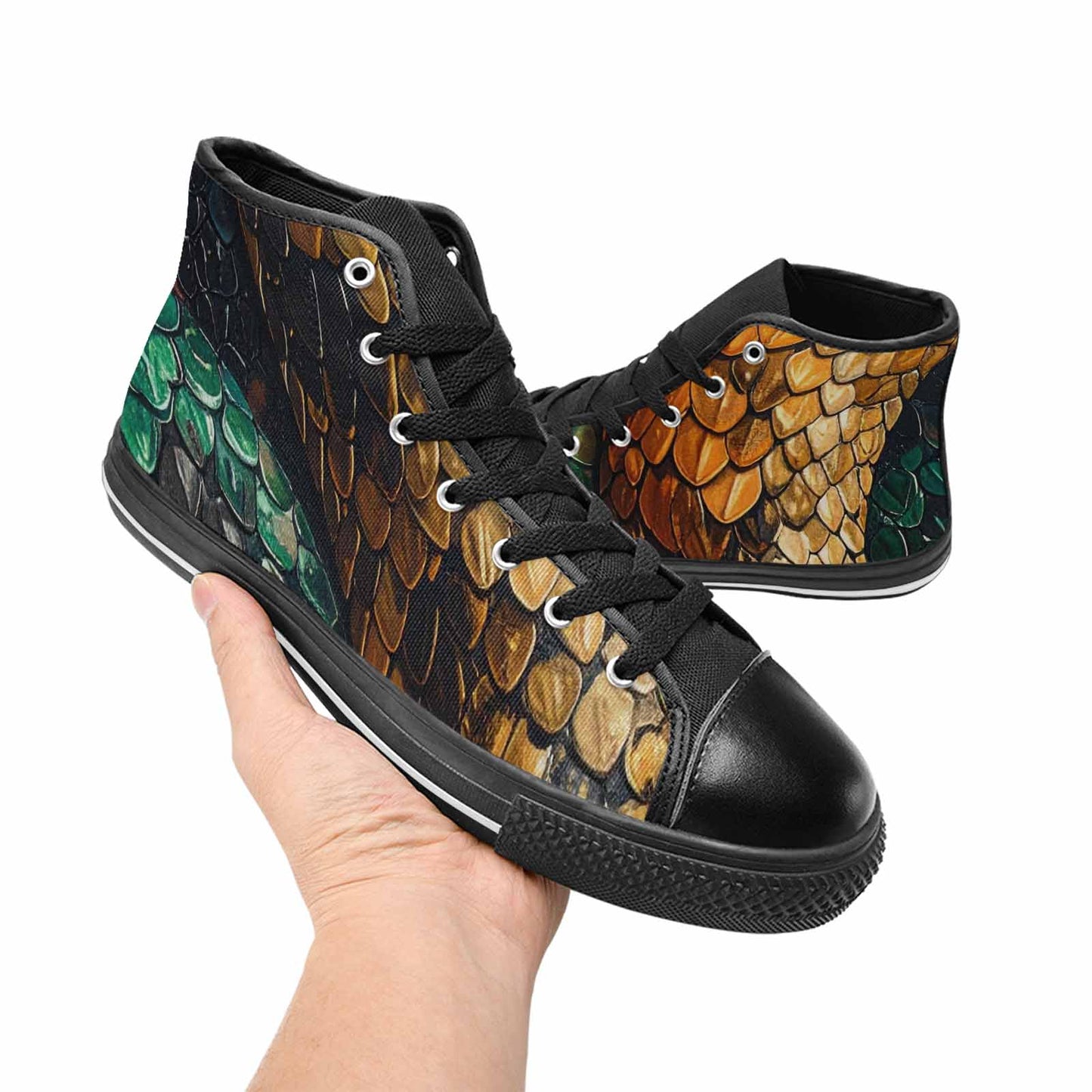 MEN'S Snake Skin Reptile High Top Canvas Grunge Shoes