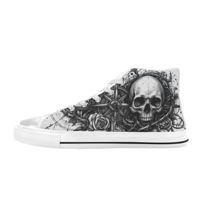 Skull & Crown Gothic Women's Dark Art High Top Canvas Shoes | Freaky Shoes®