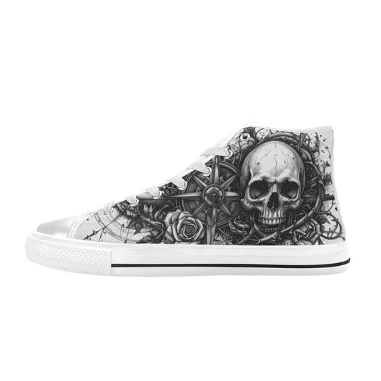 Skull & Crown Gothic Women's Dark Art High Top Canvas Shoes | Freaky Shoes®