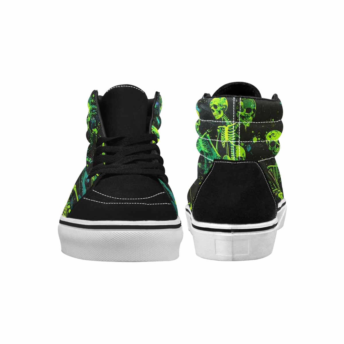 MEN'S Skeletons  Neon Green High Top Canvas Vibrant Chaos Custom Sneakers