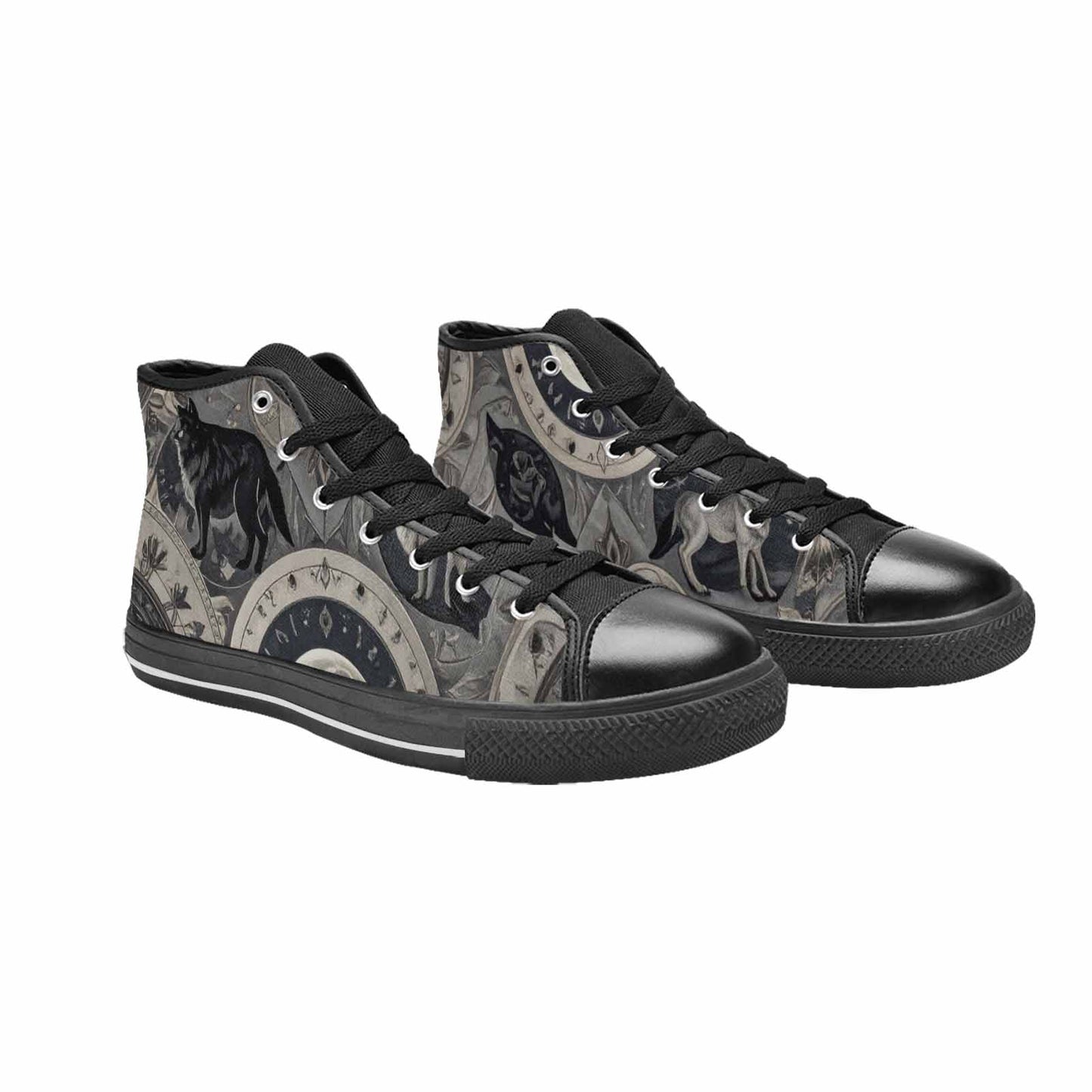 MEN'S Wolves Everywhere Collage High Top Canvas Dark Academia Shoes