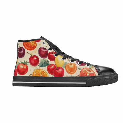 WOMEN'S Cherry Fruit Print High Top Canvas Wallpaper Art Shoes