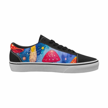 WOMEN'S Rainbow Drip Mushrooms Lace-Up Canvas Vibrant Chaos Sneakers